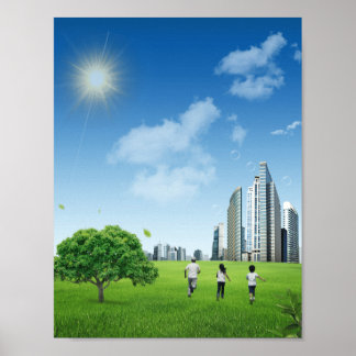 Family Park Skyline Frutiger Aero ポスター