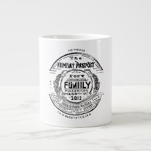 Family Passport Stamp Personalized Custom Travel ジャンボコーヒーマグカップ (正面)