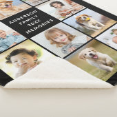 Family Personalized 11 Photo Collage Modern Black シェルパブランケット (3/4)