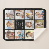 Family Personalized 11 Photo Collage Modern Black シェルパブランケット (正面(横))