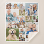 Family Personalized Modern Simple 18 Photo Collage シェルパブランケット (正面)