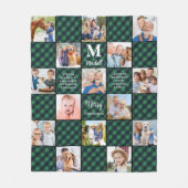 Family Personalized Photo Collage Patchwork Plaid フリースブランケット (正面)