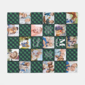 Family Personalized Photo Collage Patchwork Plaid フリースブランケット (正面(横))