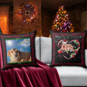 Family Pet Photo Red Tartan Plaid Rainbow Bridge クッション