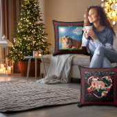 Family Pet Photo Red Tartan Plaid Rainbow Bridge クッション