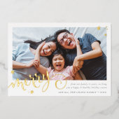 FAMILY PHOTOかわいいお洒落書道のメリー金ゴールド 箔シーズンカード (正面)