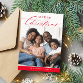 FAMILY PHOTOメリークリスマスかわいい書道赤 シーズンカード