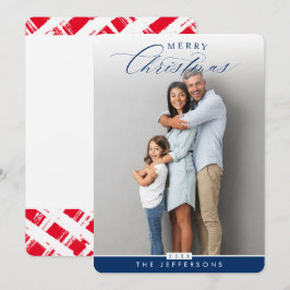 FAMILY PHOTO書道モダンはネイビーブルーをオーバーレイ シーズンカード