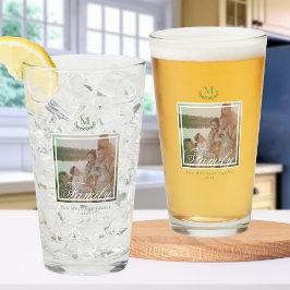 Family Photo beer Glass tumbler Monogram Wreath  タンブラーグラス