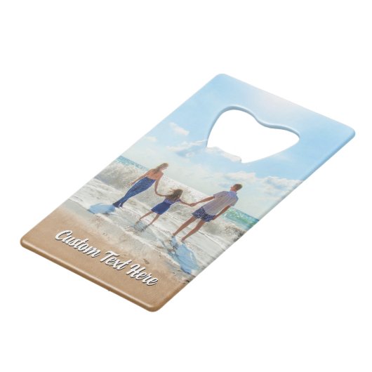 Family Photo Bottle Opener Personalized Text  クレジットカード栓抜き (正面アングル)