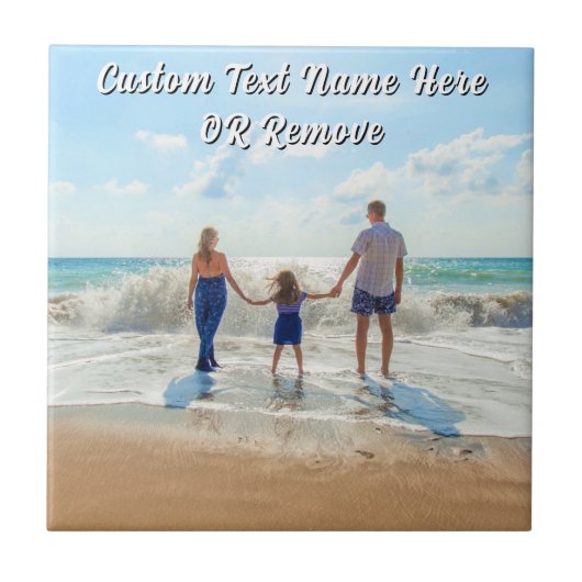 Family Photo Ceramic Tile Personalized Text タイル (正面)