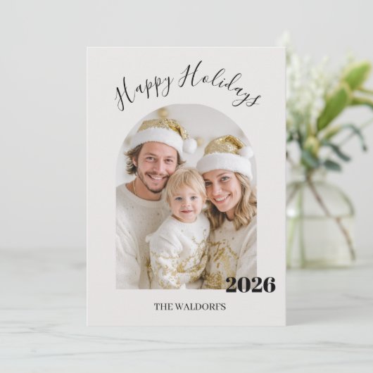 Family Photo Christmas Card | Happy Holidays シーズンカード (スタンド正面)