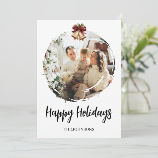 Family Photo Christmas Card | Happy Holidays シーズンカード (スタンド正面)
