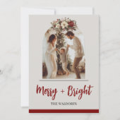 Family Photo Christmas Card | Merry + Bright シーズンカード (正面)