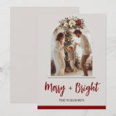 Family Photo Christmas Card | Merry + Bright シーズンカード (正面/裏面)