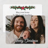 Family Photo Christmas Card with Holiday Blessing シーズンカード (正面/裏面)