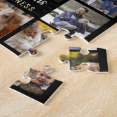 Family Photo Collage 15 Pictures + Name Black Easy ジグソーパズル (側面)