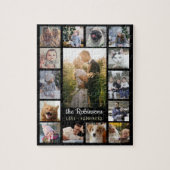 Family Photo Collage 15 Pictures + Name Black Easy ジグソーパズル (縦)