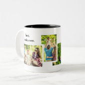 Family Photo Collage - 4 Photos and Custom Text ツートーンマグカップ (正面左)