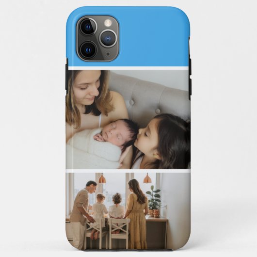 Family Photo Collage blue 2 Picture Case-Mate iPhoneケース (裏面)