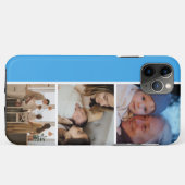 Family Photo Collage blue 4 Picture Case-Mate iPhoneケース (裏面(横))