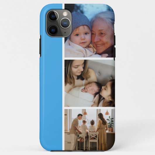 Family Photo Collage blue 4 Picture Case-Mate iPhoneケース (裏面)