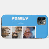 Family Photo Collage blue 4 Picture Case-Mate iPhoneケース (裏面(横))