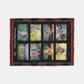 Family photo collage buffalo plaid personal  フリースブランケット (正面(横))