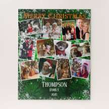 Family Photo Collage Christmas Tree Name Template