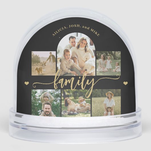 Family photo collage elegant gold script keepsake (正面)