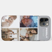 Family Photo Collage Gray 4 Picture Case-Mate iPhoneケース (裏面(横))