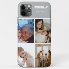 Family Photo Collage Gray 4 Picture iPhone 11 Pro Maxケース