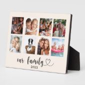 Family photo collage love heart script beige cream フォトプラーク (側面)