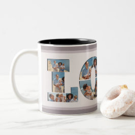 FAMILY Photo Collage Love Script モダン Keepsake ツートーンマグカップ
