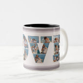 FAMILY Photo Collage Love Script モダン Keepsake ツートーンマグカップ (正面右)