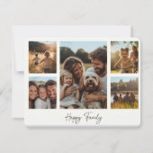 Family Photo Collage | Minimal Elegant Monogram ノートカード (裏面)