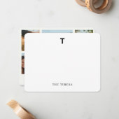 Family Photo Collage | Minimal Elegant Monogram ノートカード (正面/裏面インサイチュ)