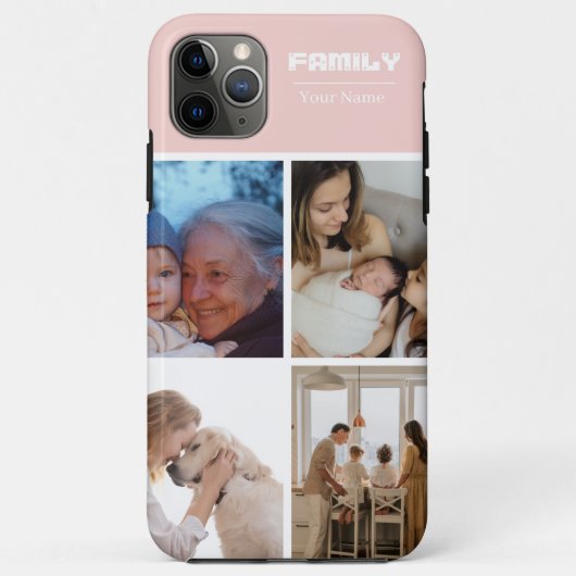 Family Photo Collage pink 4 Picture Case-Mate iPhoneケース (裏面)