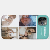 Family Photo Collage Teal 4 Picture Case-Mate iPhoneケース (裏面(横))