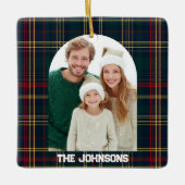 Family Photo Elegant Christmas Plaid Ornament セラミックオーナメント (正面)