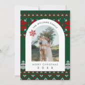 Family Photo Festive Knit Pattern Holiday Cards シーズンカード (正面)