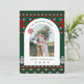 Family Photo Festive Knit Pattern Holiday Cards シーズンカード (スタンド正面)