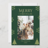 Family photo green custom merry christmas Card シーズンカード (正面)
