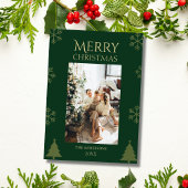 Family photo green custom merry christmas Card シーズンカード