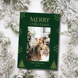Family photo green custom merry christmas Card シーズンカード
