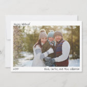 Family Photo Handwriting Minimalist Christmas  シーズンカード (正面)