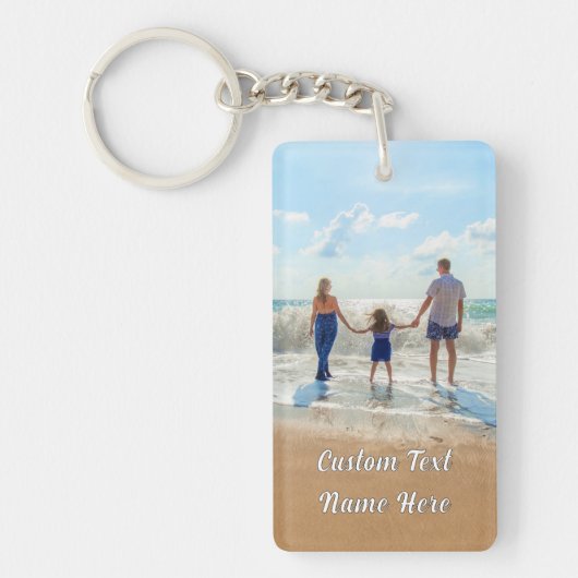 Family Photo Keychain Gift Personalized Text Name キーホルダー (正面)