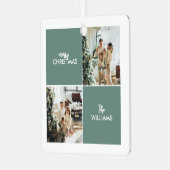 Family Photo modern collage simple Teal Christmas  メタルオーナメント (正面左)