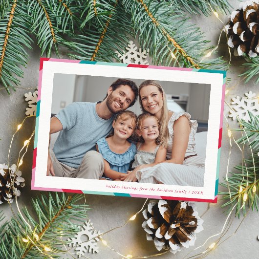 FAMILY PHOTO modern minimal frame red pink シーズンカード