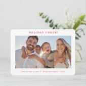 FAMILY PHOTO modern minimal simple festive red シーズンカード (スタンド正面)